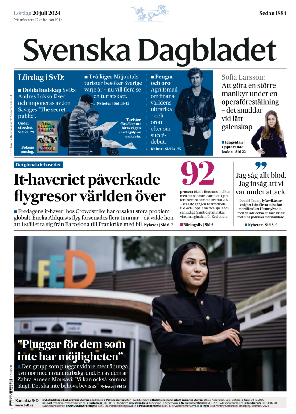 Prima-pagina-Svenska Dagbladet-edizione-di-oggi-20240720